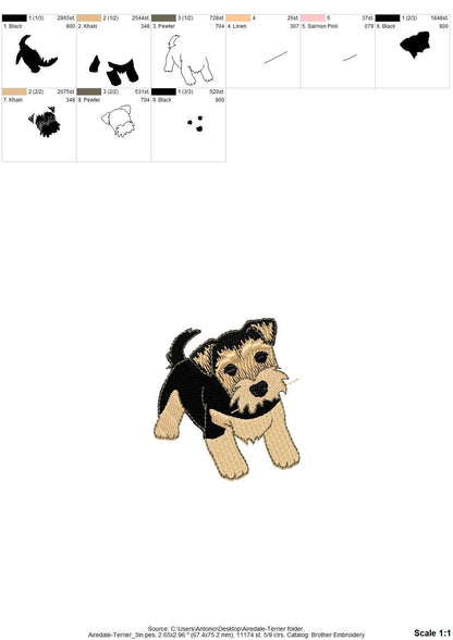 Playing Airedale Terrier Puppy Dog Mama kitchen dish towel pet animal kids machine embroidery designs ITH