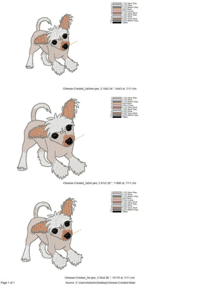 Playing Chinese Crested Puppy Dog Mama kitchen dish towel pet animal kids machine embroidery designs ITH