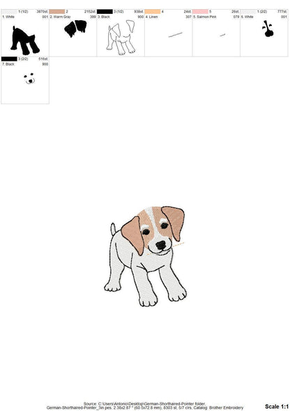 Playing German Shorthaired Pointer Puppy Dog Mama kitchen dish towel pet animal machine embroidery designs ITH