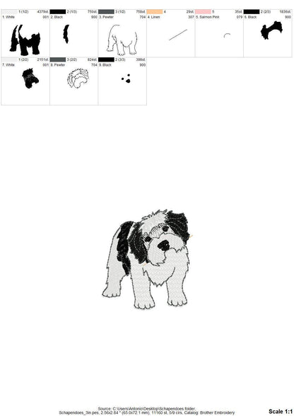 Playing Schapendoes Dutch Sheepdog Puppy Dog kitchen dish towel pet animal machine embroidery designs ITH