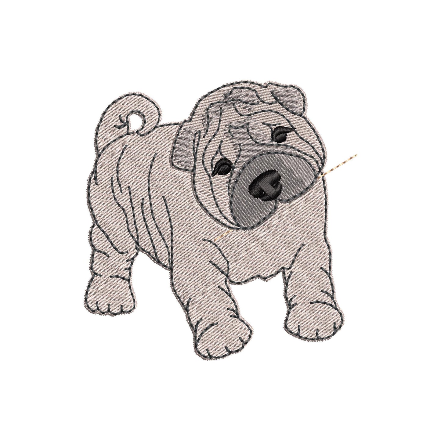 Playing Shar Pei Puppy Dog Mama kitchen dish towel pet animal Thief kids machine embroidery designs ITH