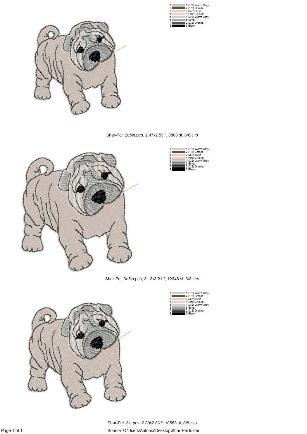 Playing Shar Pei Puppy Dog Mama kitchen dish towel pet animal Thief kids machine embroidery designs ITH