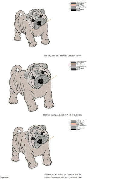 Playing Shar Pei Puppy Dog Mama kitchen dish towel pet animal Thief kids machine embroidery designs ITH