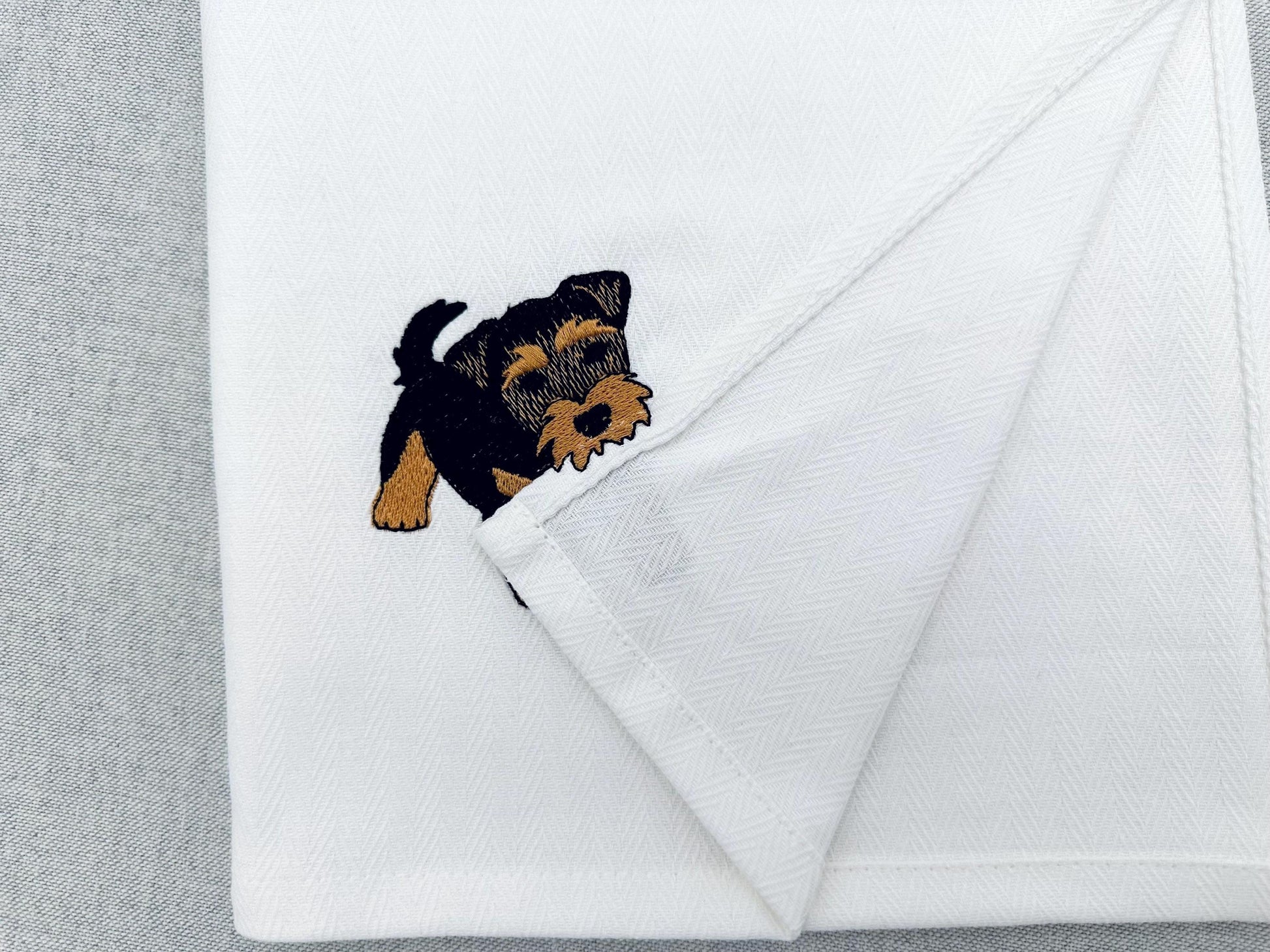 Playing Airedale Terrier Puppy Dog Mama kitchen dish towel pet animal kids machine embroidery designs ITH