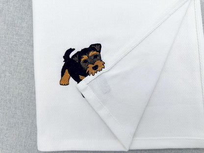 Playing Airedale Terrier Puppy Dog Mama kitchen dish towel pet animal kids machine embroidery designs ITH