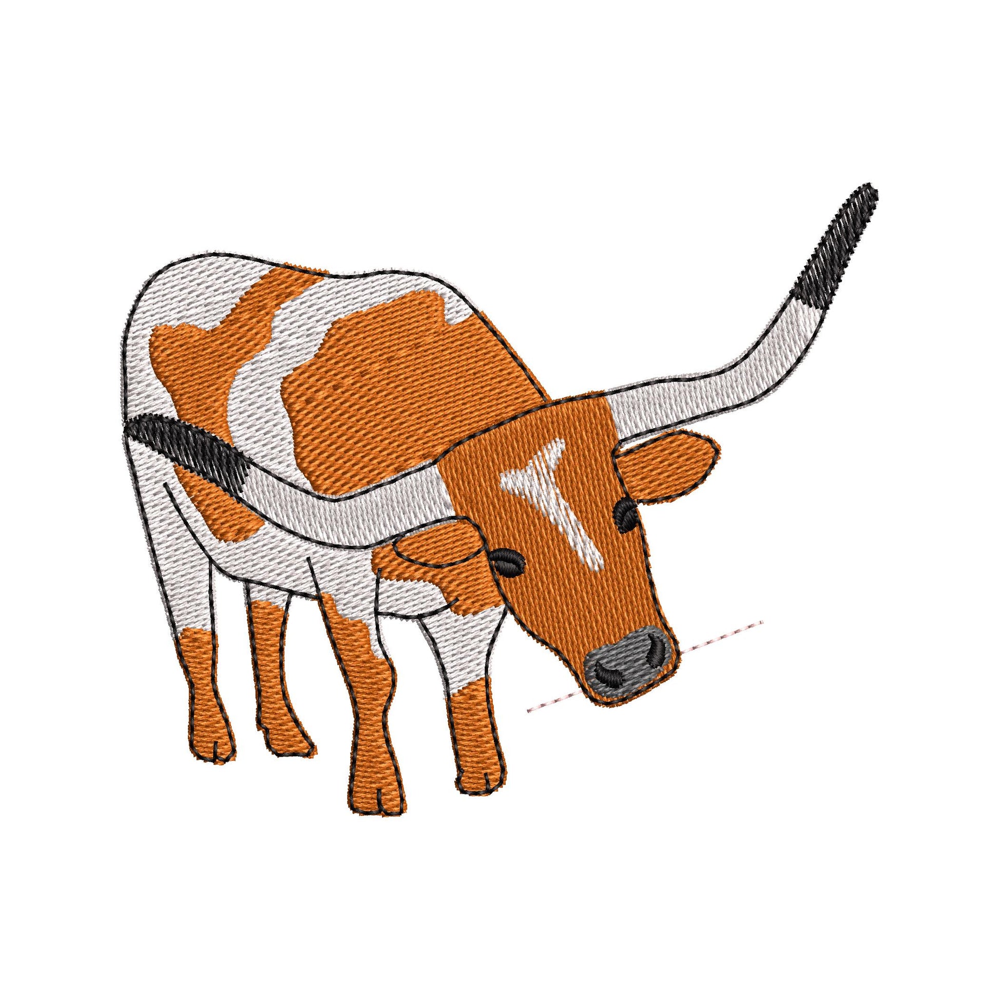 Playing Texas Longhorn Cow kitchen dish towel Farm animal Thief kids machine embroidery designs ITH