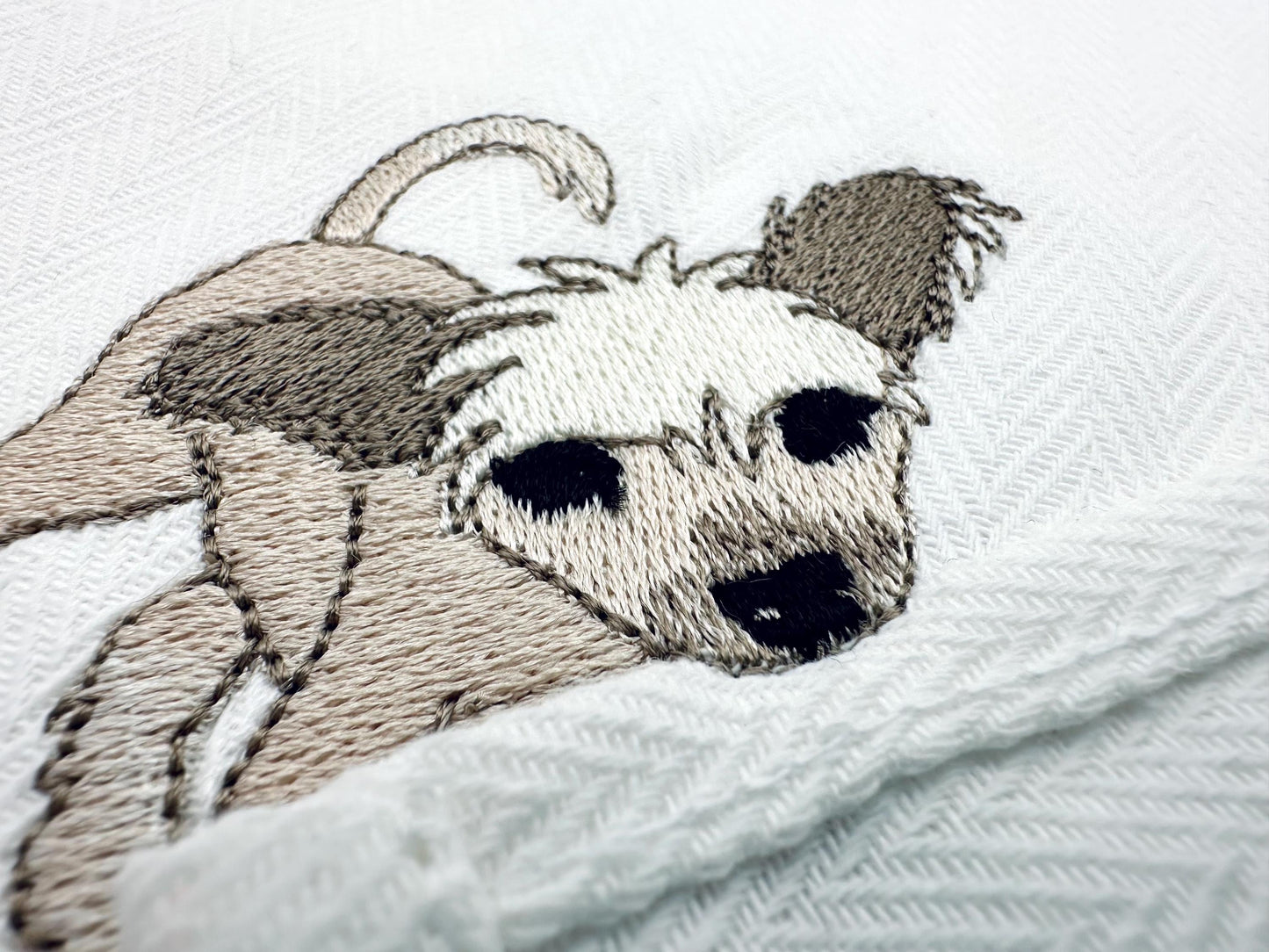 Playing Chinese Crested Puppy Dog Mama kitchen dish towel pet animal kids machine embroidery designs ITH