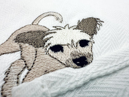 Playing Chinese Crested Puppy Dog Mama kitchen dish towel pet animal kids machine embroidery designs ITH