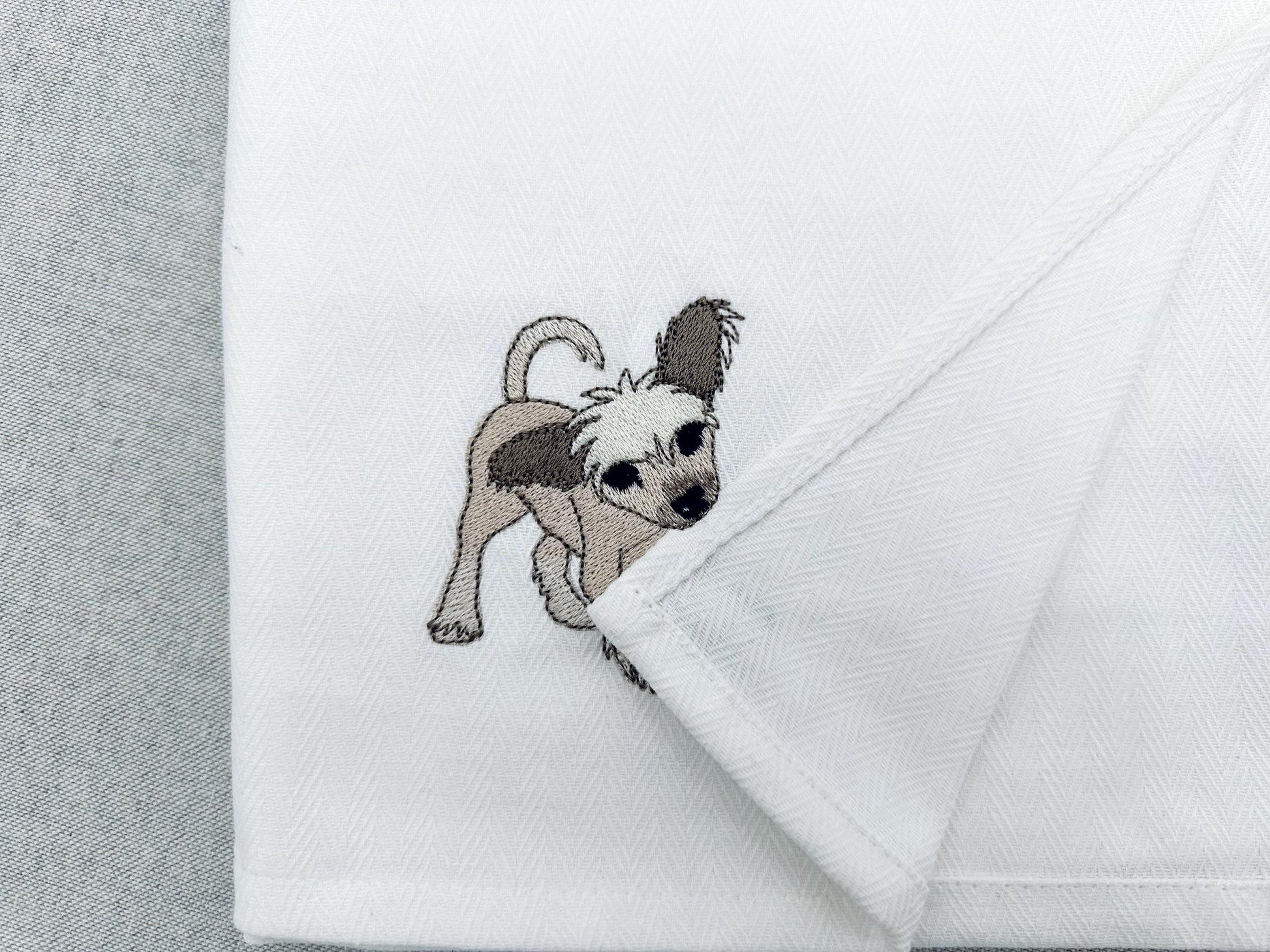 Playing Chinese Crested Puppy Dog Mama kitchen dish towel pet animal kids machine embroidery designs ITH