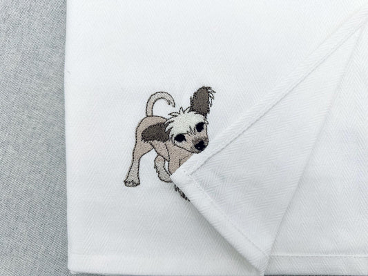 Playing Chinese Crested Puppy Dog Mama kitchen dish towel pet animal kids machine embroidery designs ITH