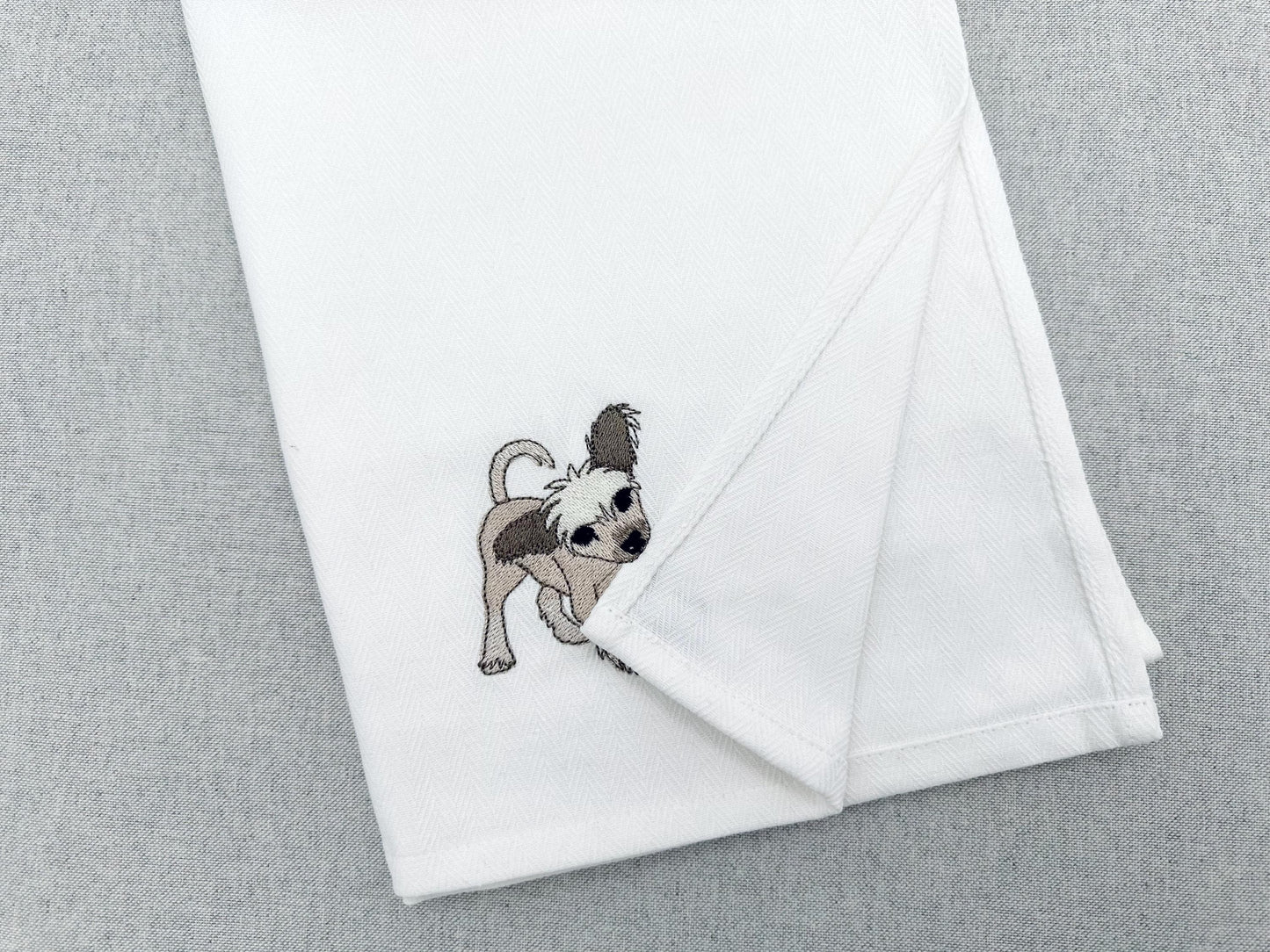 Playing Chinese Crested Puppy Dog Mama kitchen dish towel pet animal kids machine embroidery designs ITH