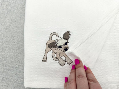 Playing Chinese Crested Puppy Dog Mama kitchen dish towel pet animal kids machine embroidery designs ITH