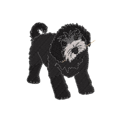 Playing Portuguese Water Dog Puppy Dog Mama kitchen dish towel pet animal machine embroidery designs ITH