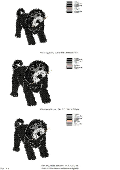 Playing Portuguese Water Dog Puppy Dog Mama kitchen dish towel pet animal machine embroidery designs ITH