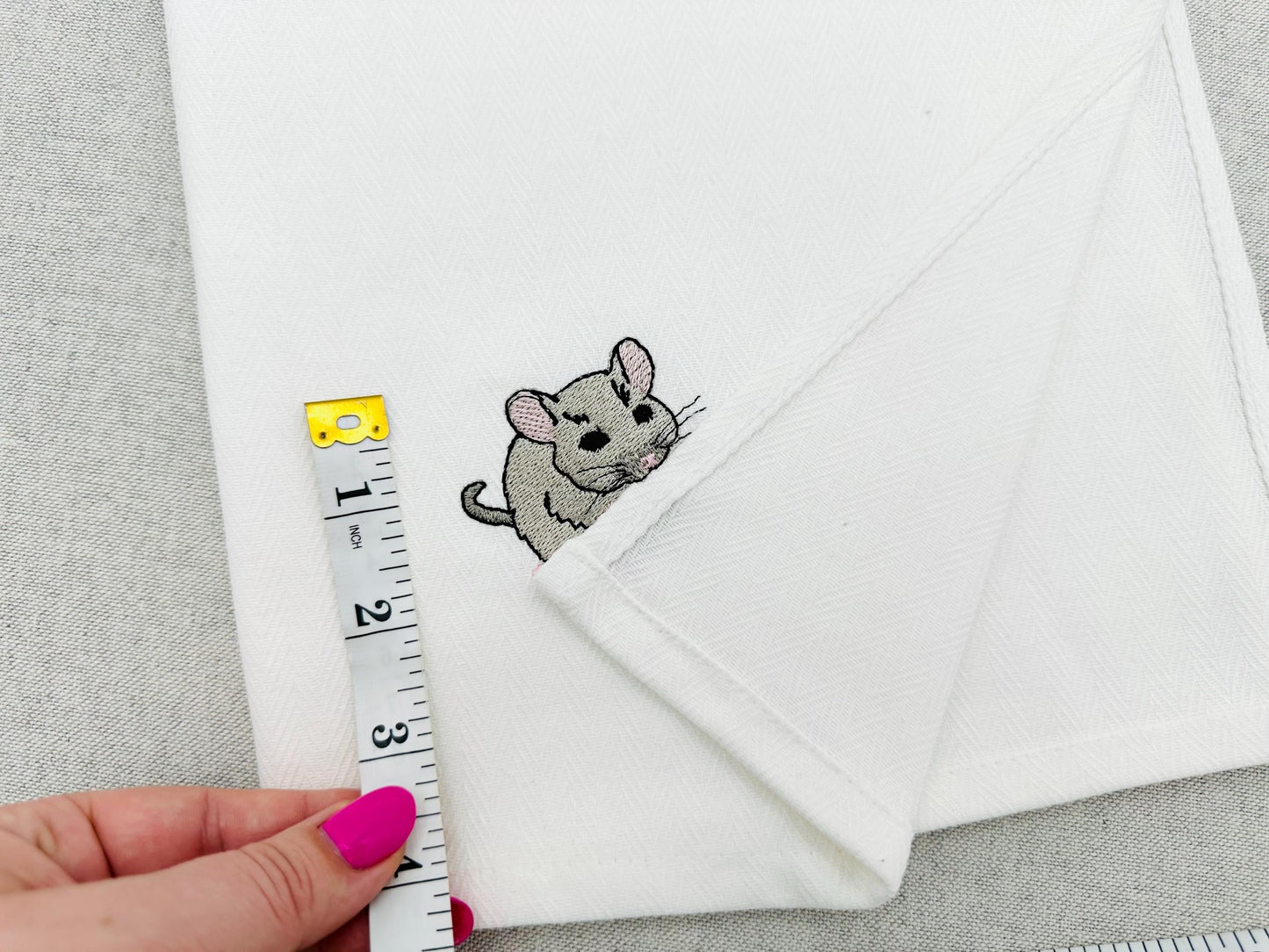 Playing Little Baby Mouse Pup Animal Thief kitchen dish towel kids funny machine embroidery designs ITH