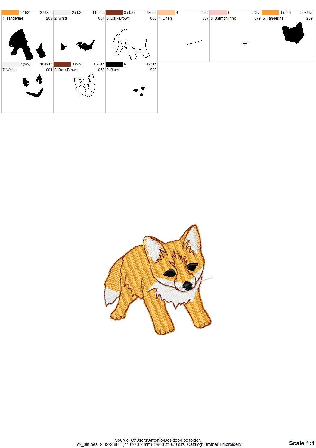 Playing Little Baby Fox Cub kitchen dish towel wild animal Thief kids machine embroidery designs ITH