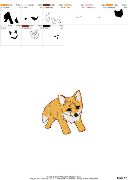 Playing Little Baby Fox Cub kitchen dish towel wild animal Thief kids machine embroidery designs ITH