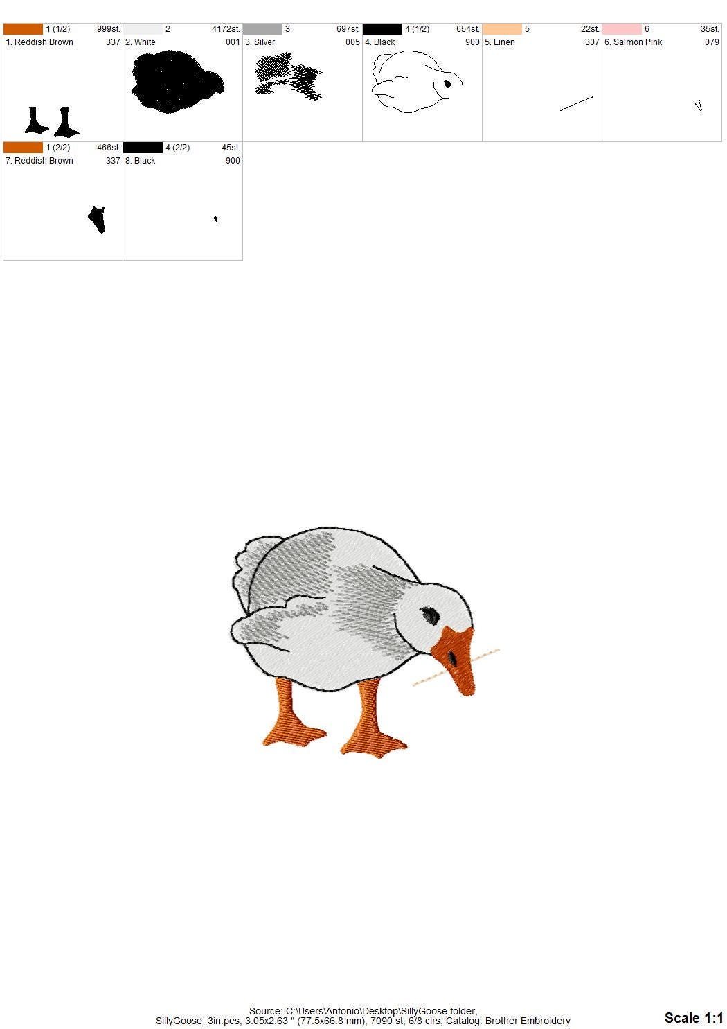 Playing Silly Goose Gosling Farm bird kitchen dish towel animal Thief kids machine embroidery designs ITH