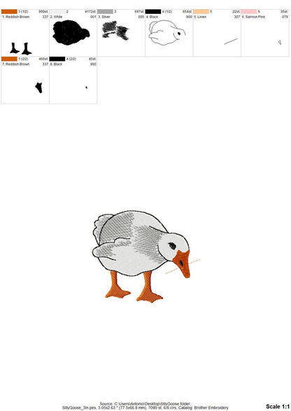 Playing Silly Goose Gosling Farm bird kitchen dish towel animal Thief kids machine embroidery designs ITH