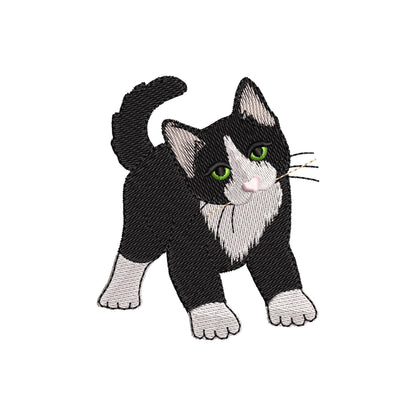 Playing Tuxedo Kitty Cat kitchen dish towel pet animal Thief kids machine embroidery designs ITH