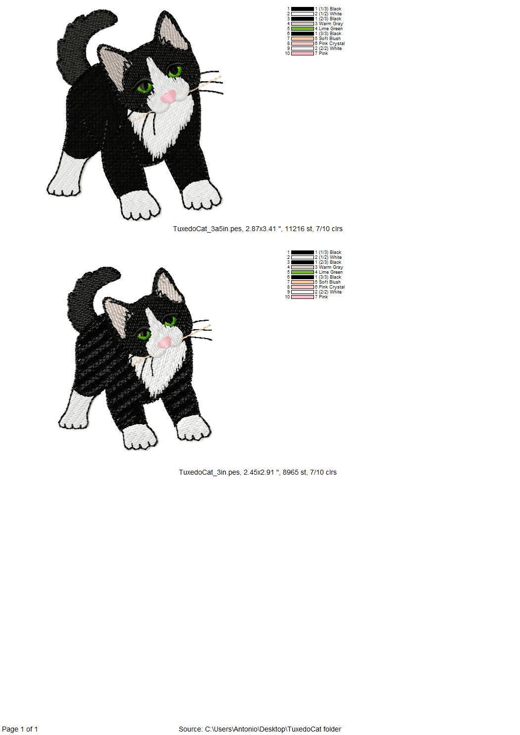 Playing Tuxedo Kitty Cat kitchen dish towel pet animal Thief kids machine embroidery designs ITH