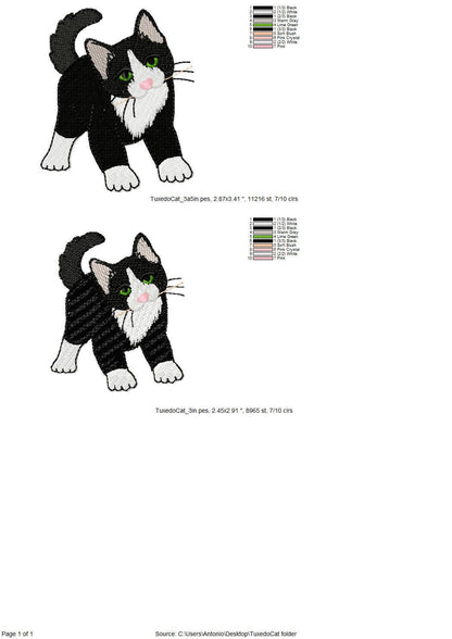 Playing Tuxedo Kitty Cat kitchen dish towel pet animal Thief kids machine embroidery designs ITH
