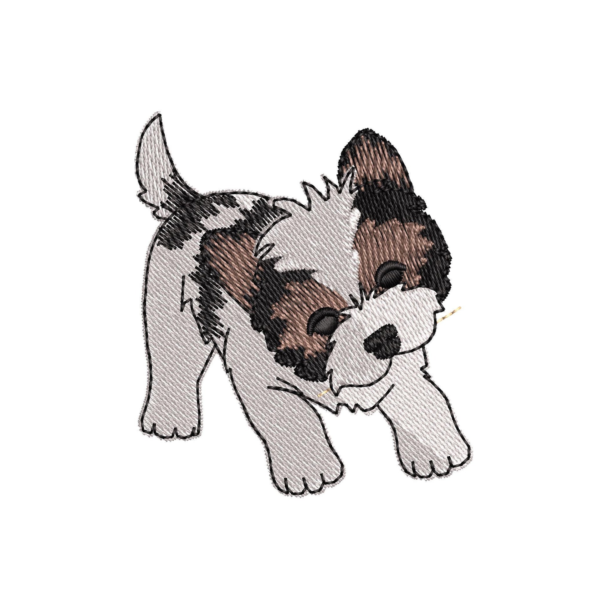 Playing Biewer Terrier Puppy Dog Mama kitchen dish towel pet animal kids machine embroidery designs ITH