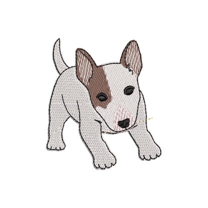 Playing Bull Terrier Puppy Dog Mama kitchen dish towel pet animal kids machine embroidery designs ITH