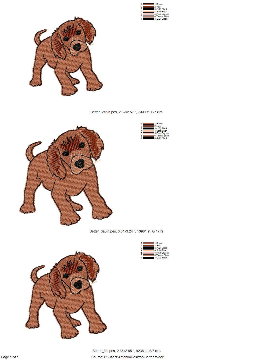 Playing little Setter Puppy Dog Mama kitchen dish towel pet animal kids machine embroidery designs ITH