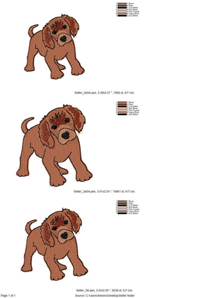 Playing little Setter Puppy Dog Mama kitchen dish towel pet animal kids machine embroidery designs ITH