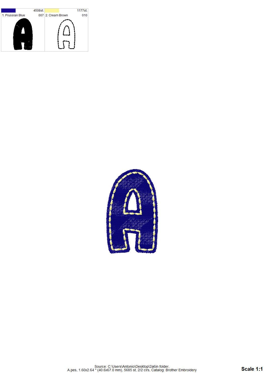 Fill stitch Melany FONT with hand-stitch look top machine embroidery designs kids fancy Alphabet
