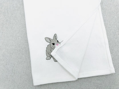 Playing Baby Bunny Rabbit kitchen dish towel animal Thief kids machine embroidery designs ITH