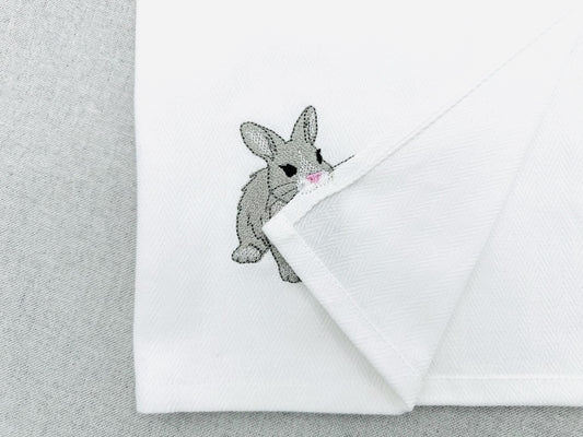 Playing Baby Bunny Rabbit kitchen dish towel animal Thief kids machine embroidery designs ITH