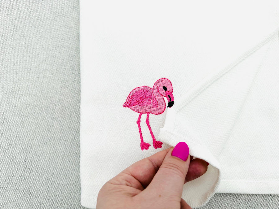 Playing Little Baby Flamingo bird kitchen dish towel animal Thief kids machine embroidery designs ITH
