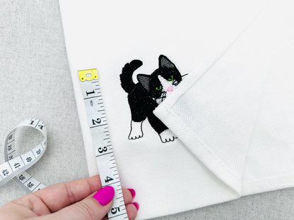 Playing Tuxedo Kitty Cat kitchen dish towel pet animal Thief kids machine embroidery designs ITH