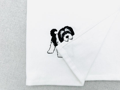 Playing Tibetan Terrier Puppy Dog Mama kitchen dish towel pet animal kids machine embroidery designs ITH