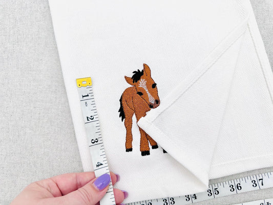 Playing Little Baby Horse Foal kitchen dish towel Farm animal kids machine embroidery designs ITH