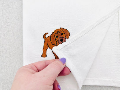 Playing little Setter Puppy Dog Mama kitchen dish towel pet animal kids machine embroidery designs ITH