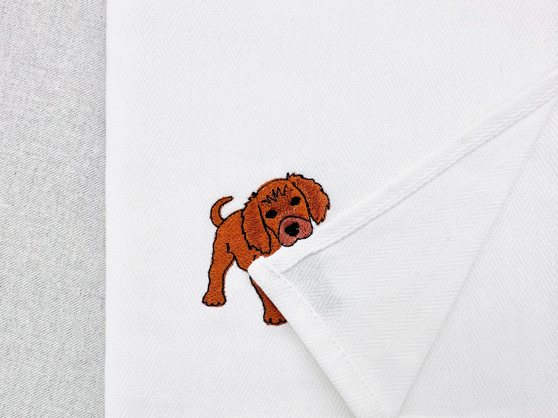 Playing little Setter Puppy Dog Mama kitchen dish towel pet animal kids machine embroidery designs ITH