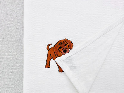 Playing little Setter Puppy Dog Mama kitchen dish towel pet animal kids machine embroidery designs ITH