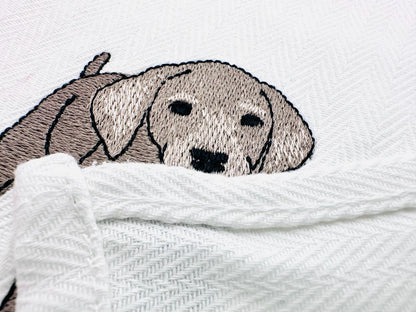 Playing Weimaraner Puppy Dog Mama kitchen dish towel pet animal kids machine embroidery designs ITH