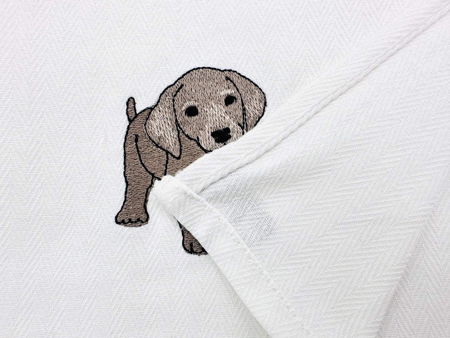 Playing Weimaraner Puppy Dog Mama kitchen dish towel pet animal kids machine embroidery designs ITH