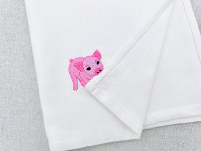 Playing Little Baby Pig Piglet Piggie kitchen dish towel Farm animal kids machine embroidery designs ITH