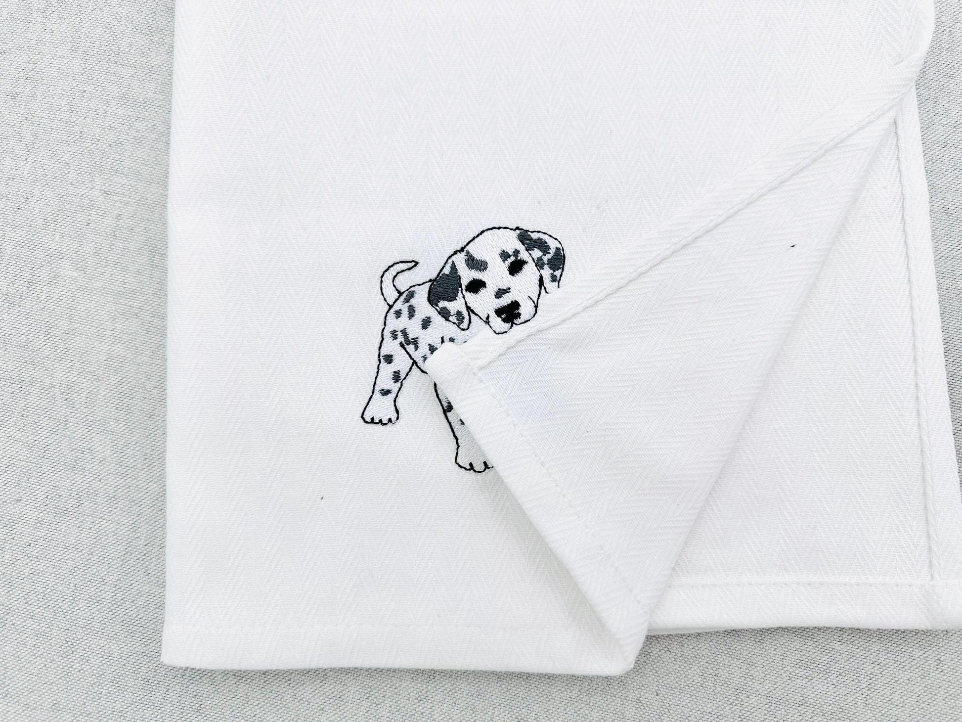 Playing Little Dalmatian Puppy Dog Mama kitchen dish towel pet animal kids machine embroidery designs ITH