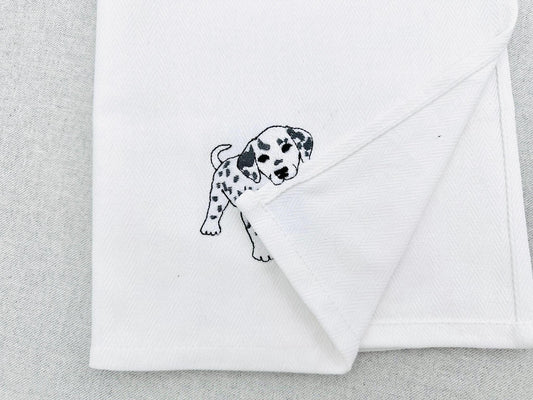 Playing Little Dalmatian Puppy Dog Mama kitchen dish towel pet animal kids machine embroidery designs ITH