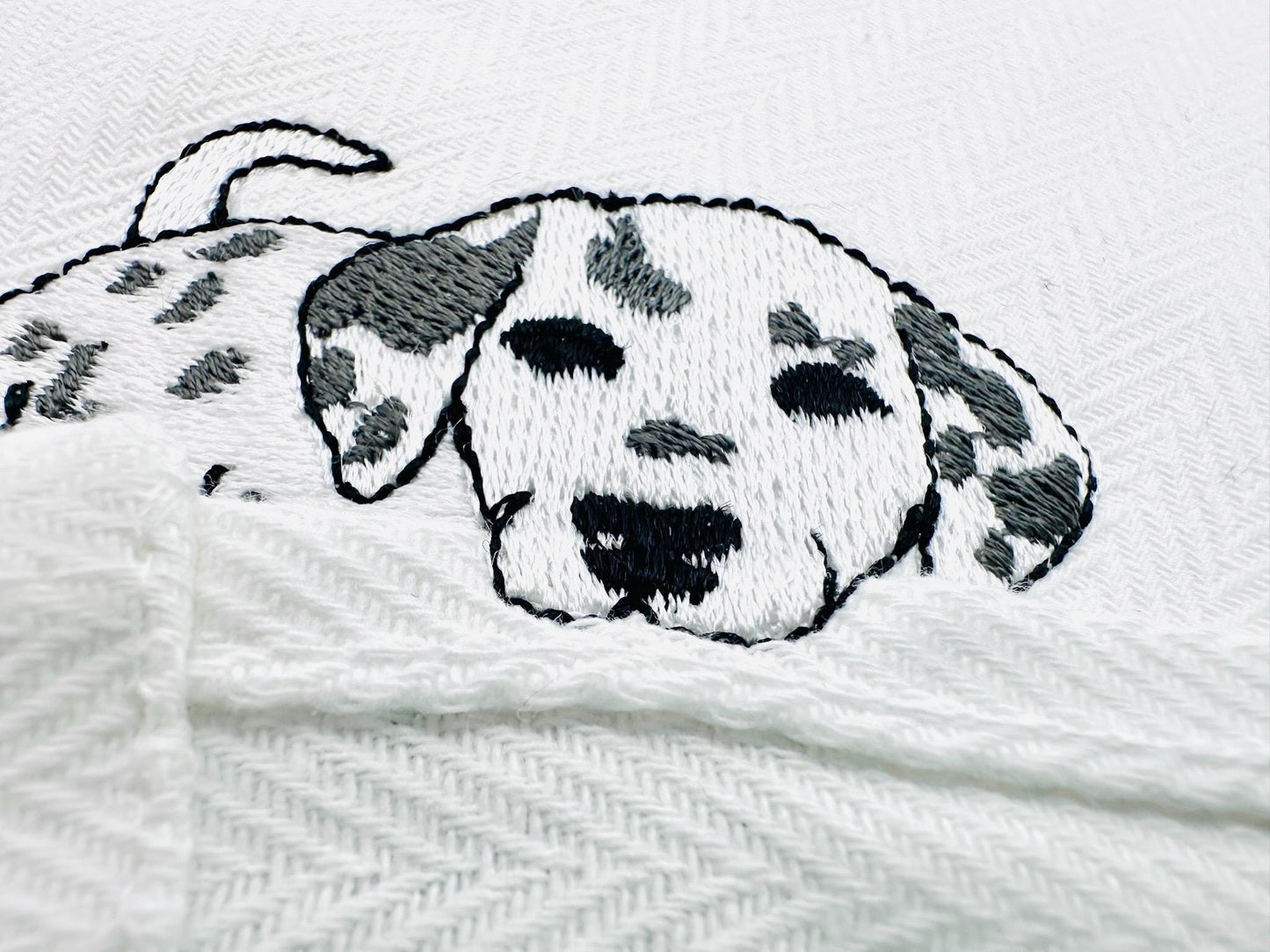 Playing Little Dalmatian Puppy Dog Mama kitchen dish towel pet animal kids machine embroidery designs ITH