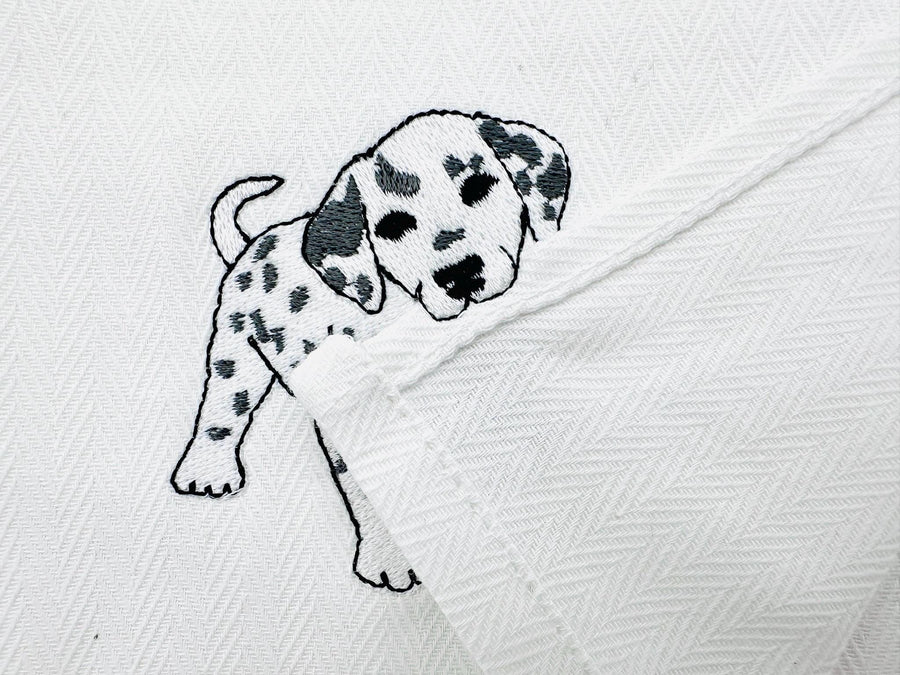 Playing Little Dalmatian Puppy Dog Mama kitchen dish towel pet animal kids machine embroidery designs ITH