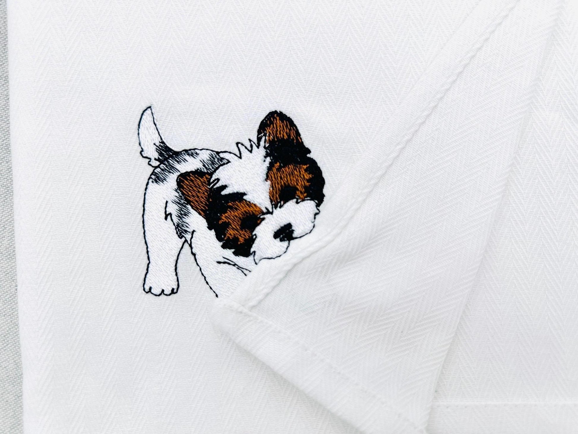 Playing Biewer Terrier Puppy Dog Mama kitchen dish towel pet animal kids machine embroidery designs ITH