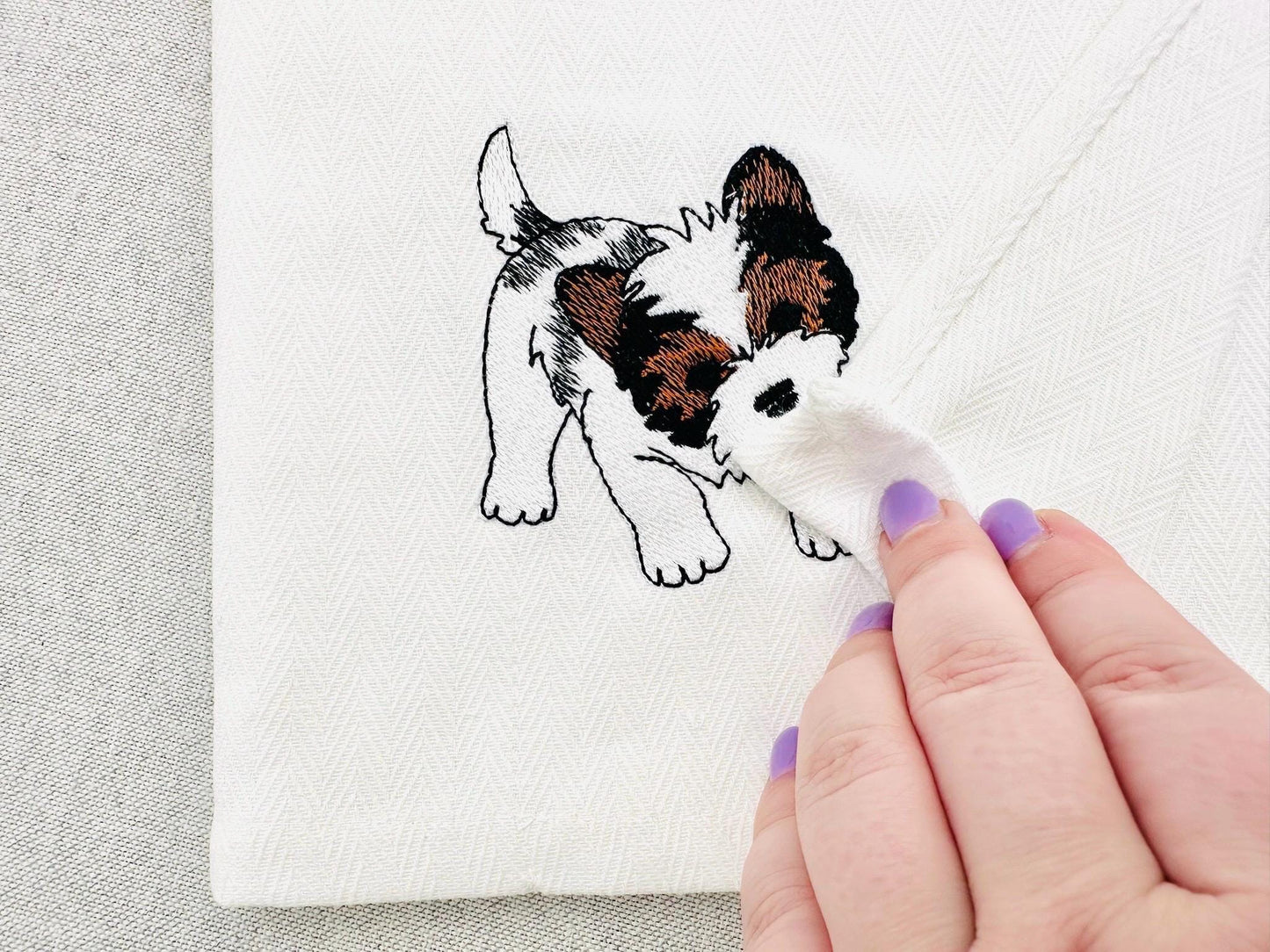 Playing Biewer Terrier Puppy Dog Mama kitchen dish towel pet animal kids machine embroidery designs ITH
