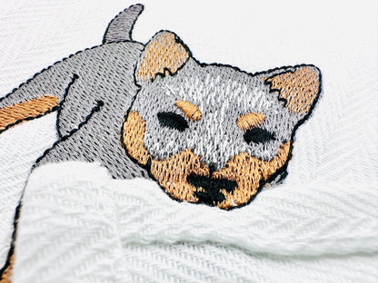 Playing Blue Heeler Puppy Dog Mama kitchen dish towel pet animal kids machine embroidery designs ITH